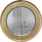 Slovenia 3 euro (30th Anniversary of Statehood) 3 EURO SLOVENIJA 2021 coin obverse Slovenia 3 euro (30th Anniversary of Statehood) 3 EURO SLOVENIJA 2021 coin obverse