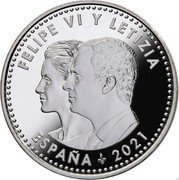 Spain 30 Euro Xacobeo 21-22 2021 ♔M FELIPE VI Y LETIZIA ESPAÑA 2021 coin obverse Spain 30 Euro Xacobeo 21-22 2021 ♔M FELIPE VI Y LETIZIA ESPAÑA 2021 coin obverse