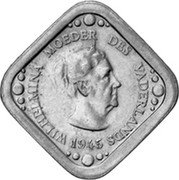 Netherlands 5 C Wilhelmina 1945//1948 (sic) X# 2 WILHELMINA MOEDER DES VADERLANDS 1945 coin obverse Netherlands 5 C Wilhelmina 1945//1948 (sic) X# 2 WILHELMINA MOEDER DES VADERLANDS 1945 coin obverse