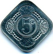 Netherlands 5 C Princess Juliana and Prince Bernhard 1980 5 C coin reverse