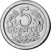 Netherlands 5 Cents Prince Pieter-Christiaan ND(1980) X# 307 5 CENTS coin reverse Netherlands 5 Cents Prince Pieter-Christiaan ND(1980) X# 307 5 CENTS coin reverse