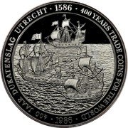 Netherlands 5 Daalder 400th Anniversary of Utrecht Ducat 1986 (u) Proof X# MB1 1586 400 YEARS TRADE COINS FOR THE WORLD 1986 400 JAAR DUKATENSLAG UTRECHT coin reverse Netherlands 5 Daalder 400th Anniversary of Utrecht Ducat 1986 (u) Proof X# MB1 1586 400 YEARS TRADE COINS FOR THE WORLD 1986 400 JAAR DUKATENSLAG UTRECHT coin reverse