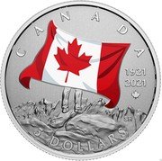 Canada 5 Dollars 100th Anniversary of the National Colors of Canada 2021 CANADA 1921 2021 5 DOLLARS coin reverse