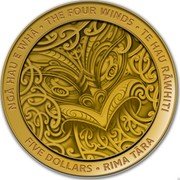 New Zealand 5 Dollars Nga Hau e Wha - The Four Winds - Te Hau Rāwhiti 2020 NGĀ HAU E WHA THE FOUR WINDS TE HAU RĀWHITI NEW ZEALAND AOTEAROA FIVE DOLLARS RIMA TĀRA coin reverse New Zealand 5 Dollars Nga Hau e Wha - The Four Winds - Te Hau Rāwhiti 2020 NGĀ HAU E WHA THE FOUR WINDS TE HAU RĀWHITI NEW ZEALAND AOTEAROA FIVE DOLLARS RIMA TĀRA coin reverse