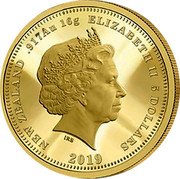 New Zealand 5 Dollars Queen Victoria 200 Years Double Sovereign 2019 IRB 2019 NEW ZEALAND .917 AU 16G ELIZABETH II 5 DOLLARS coin obverse
