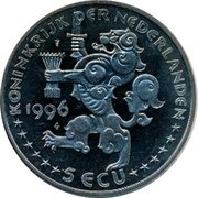 Netherlands 5 Ecu Christmas 1996 1996 KONINKRIJK DER NEDERLANDEN 1996 5 ECU coin obverse
