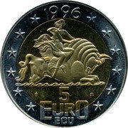 Netherlands 5 Ecu Euro Beatrix 1996 1996 5 EURO ECU coin reverse