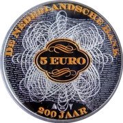 Netherlands 5 Euro (200 years of the Netherlands Central Bank - yellow) DE NEDERLANDSCHE BANK 5 EURO MJG 200 JAAR coin reverse