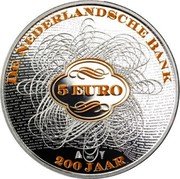Netherlands 5 Euro (200th Aniv. Dutch National Bank -Orange) 5 EURO DE NEDERLANDSCHE BANK 200 JAAR coin reverse