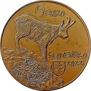 Slovakia 5 Euro Tatra chamois 2022 5 EURO SLOVENSKO 2022 coin obverse