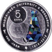 Netherlands 5 Euro (Willem-Alexander University of Wageningen. Earth) WAGENINGEN UNIVERSITY & RESEARCH 100 JAAR 1918-2018 5 EURO coin reverse Netherlands 5 Euro (Willem-Alexander University of Wageningen. Earth) WAGENINGEN UNIVERSITY & RESEARCH 100 JAAR 1918-2018 5 EURO coin reverse