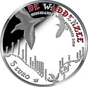 Netherlands 5 Euro Willem-Alexander Wadden Sea. Denmark 2016  Proof DE WADDENZEE NEDERLANDS WERELDERFGOED 2016 5 EURO TEXEL VLIELAND TERSCHELLING AMELAND SCHIERMONNIKOOG BORKUM JUIST NORDERNEY BALTRUM LANGEOOG SPIEKEROOG WANGEROOGE NEUWERK PELLWORM AMRUM FÖHR SYLT RØMØ MANDØ FANØ coin reverse Netherlands 5 Euro Willem-Alexander Wadden Sea. Denmark 2016  Proof DE WADDENZEE NEDERLANDS WERELDERFGOED 2016 5 EURO TEXEL VLIELAND TERSCHELLING AMELAND SCHIERMONNIKOOG BORKUM JUIST NORDERNEY BALTRUM LANGEOOG SPIEKEROOG WANGEROOGE NEUWERK PELLWORM AMRUM FÖHR SYLT RØMØ MANDØ FANØ coin reverse
