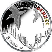 Netherlands 5 Euro Willem-Alexander Wadden Sea.Germany 2016  Proof DE WADDENZEE NEDERLANDS WERELDERFGOED 2016 5 EURO TEXEL VLIELAND TERSCHELLING AMELAND SCHIERMONNIKOOG BORKUM JUIST NORDERNEY BALTRUM LANGEOOG SPIEKEROOG WANGEROOGE NEUWERK PELLWORM AMRUM FÖHR SYLT RØMØ MANDØ FANØ coin reverse Netherlands 5 Euro Willem-Alexander Wadden Sea.Germany 2016  Proof DE WADDENZEE NEDERLANDS WERELDERFGOED 2016 5 EURO TEXEL VLIELAND TERSCHELLING AMELAND SCHIERMONNIKOOG BORKUM JUIST NORDERNEY BALTRUM LANGEOOG SPIEKEROOG WANGEROOGE NEUWERK PELLWORM AMRUM FÖHR SYLT RØMØ MANDØ FANØ coin reverse