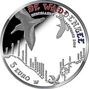 Netherlands 5 Euro Willem-Alexander Wadden Sea. Netherlands 2016  Proof DE WADDENZEE NEDERLANDS WERELDERFGOED 2016 5 EURO TEXEL VLIELAND TERSCHELLING AMELAND SCHIERMONNIKOOG BORKUM JUIST NORDERNEY BALTRUM LANGEOOG SPIEKEROOG WANGEROOGE NEUWERK PELLWORM AMRUM FÖHR SYLT RØMØ MANDØ FANØ coin reverse Netherlands 5 Euro Willem-Alexander Wadden Sea. Netherlands 2016  Proof DE WADDENZEE NEDERLANDS WERELDERFGOED 2016 5 EURO TEXEL VLIELAND TERSCHELLING AMELAND SCHIERMONNIKOOG BORKUM JUIST NORDERNEY BALTRUM LANGEOOG SPIEKEROOG WANGEROOGE NEUWERK PELLWORM AMRUM FÖHR SYLT RØMØ MANDØ FANØ coin reverse