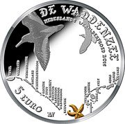 Netherlands 5 Euro Willem-Alexander Wadden Sea. Seastar 2016  Proof DE WADDENZEE NEDERLANDS WERELDERFGOED 2016 5 EURO TEXEL VLIELAND TERSCHELLING AMELAND SCHIERMONNIKOOG BORKUM JUIST NORDERNEY BALTRUM LANGEOOG SPIEKEROOG WANGEROOGE NEUWERK PELLWORM AMRUM FÖHR SYLT RØMØ MANDØ FANØ coin reverse Netherlands 5 Euro Willem-Alexander Wadden Sea. Seastar 2016  Proof DE WADDENZEE NEDERLANDS WERELDERFGOED 2016 5 EURO TEXEL VLIELAND TERSCHELLING AMELAND SCHIERMONNIKOOG BORKUM JUIST NORDERNEY BALTRUM LANGEOOG SPIEKEROOG WANGEROOGE NEUWERK PELLWORM AMRUM FÖHR SYLT RØMØ MANDØ FANØ coin reverse