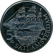 Netherlands 5 Fl (Sail Amsterdam 2000. Figurehead) SAIL AMSTERDAM 5 FL 2000 coin reverse