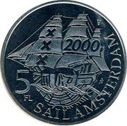 Netherlands 5 Fl (Sail Amsterdam 2000. La Recouvrance) SAIL AMSTERDAM 5 FL 2000 coin reverse