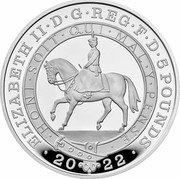 UK 5 Pounds (Elizabeth II -Piedfort) ELIZABETH II D G REG F D 5 POUNDS HONI SOIT QUI MAL Y PENSE JB 2022 coin obverse UK 5 Pounds (Elizabeth II -Piedfort) ELIZABETH II D G REG F D 5 POUNDS HONI SOIT QUI MAL Y PENSE JB 2022 coin obverse