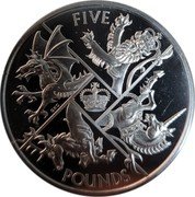 UK 5 Pounds (The Four Nations) FIVE GKC POUNDS coin reverse UK 5 Pounds (The Four Nations) FIVE GKC POUNDS coin reverse