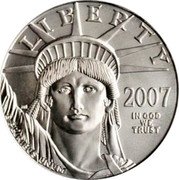 USA 50 Dollars (Eagle) LIBERTY 2007 JM IN GOD WE TRUST E PLURIBUS UNUM coin obverse USA 50 Dollars (Eagle) LIBERTY 2007 JM IN GOD WE TRUST E PLURIBUS UNUM coin obverse