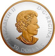 Canada 50 Dollars Holiday Splendour 2022 ELIZABETH II D G REGINA 50 DOLLARS SB coin obverse Canada 50 Dollars Holiday Splendour 2022 ELIZABETH II D G REGINA 50 DOLLARS SB coin obverse