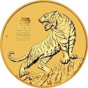 Australia 50 Dollars Lunar Year of the Tiger 2022 P TIGER 2022 P coin reverse Australia 50 Dollars Lunar Year of the Tiger 2022 P TIGER 2022 P coin reverse