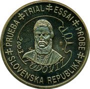 Slovakia 50 Euro Cent Republic PRUEBA TRIAL ESSAI SLOVENSKA REPUBLIKA LUDOVIT 2003 coin obverse Slovakia 50 Euro Cent Republic PRUEBA TRIAL ESSAI SLOVENSKA REPUBLIKA LUDOVIT 2003 coin obverse