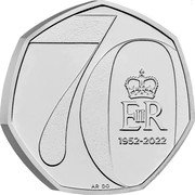 UK 50 Pence (Elizabeth II) 70 EIIR 1952-2022 AR DO coin reverse UK 50 Pence (Elizabeth II) 70 EIIR 1952-2022 AR DO coin reverse