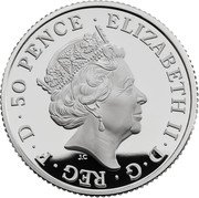 UK 50 Pence Elizabeth II White Horse of Hanover 2021  Proof ELIZABETH II D G REG F D 50 PENCE J.C coin obverse