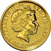 UK 50 Pounds (Elizabeth II - Britannia) ELIZABETH II D G REG F D DEF IRB 50 POUNDS coin obverse UK 50 Pounds (Elizabeth II - Britannia) ELIZABETH II D G REG F D DEF IRB 50 POUNDS coin obverse