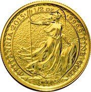 UK 50 Pounds (Elizabeth II - Britannia) BRITANNIA 2015 1/2 OZ 999.9 FINE GOLD NATHAN coin reverse UK 50 Pounds (Elizabeth II - Britannia) BRITANNIA 2015 1/2 OZ 999.9 FINE GOLD NATHAN coin reverse