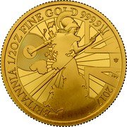 UK 50 Pounds (Elizabeth II -plain field) BRITANNIA 1/2 OZ FINE GOLD 999.9 2017 LWT coin reverse