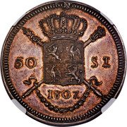 Netherlands 50 Stuivers Louis Napoleon Pattern 1807  50 ST 1807. coin reverse Netherlands 50 Stuivers Louis Napoleon Pattern 1807  50 ST 1807. coin reverse