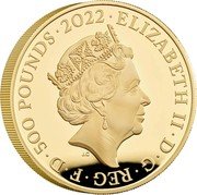 UK 500 Pounds (Elizabeth II Henry VII) ELIZABETH II D G REG F D 500 POUNDS 2022 J.C coin obverse UK 500 Pounds (Elizabeth II Henry VII) ELIZABETH II D G REG F D 500 POUNDS 2022 J.C coin obverse
