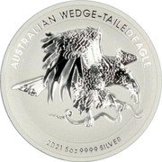 Australia 8 Dollars Wedge Tail Eagle 2021 AUSTRALIAN WEDGE- TAILED EAGLE 2021 5 OZ 9999 SILVER coin reverse