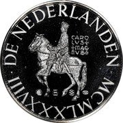 Netherlands ECU Charlemagne MCMLXXXVIII (1988)M Prooflike X# 13.2 DE NEDERLANDEN coin obverse