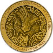 New Zealand Five Dollars Nga Hau e Wha - The Four Winds - Te Hau-ā-uru 2020 NGĀ HAU E WHA THE FOUR WINDS TE HAU RĀWHITI NEW ZEALAND AOTEAROA FIVE DOLLARS RIMA TĀRA coin reverse New Zealand Five Dollars Nga Hau e Wha - The Four Winds - Te Hau-ā-uru 2020 NGĀ HAU E WHA THE FOUR WINDS TE HAU RĀWHITI NEW ZEALAND AOTEAROA FIVE DOLLARS RIMA TĀRA coin reverse