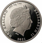 New Zealand One Dollar Kaka 2021 2021 ELIZABETH II NEW ZEALAND .999 AG 1 OZ coin obverse New Zealand One Dollar Kaka 2021 2021 ELIZABETH II NEW ZEALAND .999 AG 1 OZ coin obverse