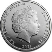 New Zealand One Dollar (Pohutukawa) IRB 2021 ELIZABETH II NEW ZEALAND .999 AG 1 OZ coin obverse