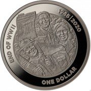 New Zealand One Dollar WWII 75 Years Peace 2020 END OF WWII 1945 / 2020 ONE DOLLAR coin reverse New Zealand One Dollar WWII 75 Years Peace 2020 END OF WWII 1945 / 2020 ONE DOLLAR coin reverse