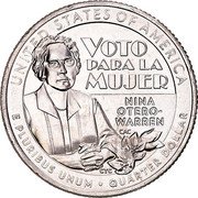 USA Quarter Dollar Nina Otero-Warren 2022 UNITED STATES OF AMERICA VOTO PARA LA MUJER NINA OTERO- WARREN CAC CTC E PLURIBUS UNUM • QUARTER DOLLAR coin reverse USA Quarter Dollar Nina Otero-Warren 2022 UNITED STATES OF AMERICA VOTO PARA LA MUJER NINA OTERO- WARREN CAC CTC E PLURIBUS UNUM • QUARTER DOLLAR coin reverse