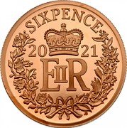UK Six Pence Elizabeth II 2021 Proof SIXPENCE 20 21 E II R JB coin reverse UK Six Pence Elizabeth II 2021 Proof SIXPENCE 20 21 E II R JB coin reverse