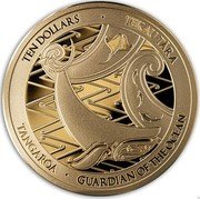 New Zealand Ten Dollars (Whale - Guardian of the Ocean) TEN DOLLARS TEKAU TĀRA TANGAROA GUARDIAN OF THE OCEAN coin reverse