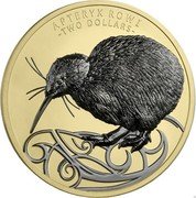 New Zealand Two Dollars (New Zealand's Rarest Kiwi Apteryx rowi) APTERYX ROWI TWO DOLLARS coin reverse New Zealand Two Dollars (New Zealand's Rarest Kiwi Apteryx rowi) APTERYX ROWI TWO DOLLARS coin reverse