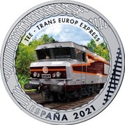 Spain 1 1/2 Euro (TEE - Trans Europ Express) TEE – TRANS EUROP EXPRESS ESPAÑA 2021 coin obverse Spain 1 1/2 Euro (TEE - Trans Europ Express) TEE – TRANS EUROP EXPRESS ESPAÑA 2021 coin obverse