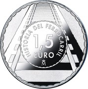 Spain 1 1/2 Euro (TEE - Trans Europ Express) HISTORIA DEL FERROCARRIL 1,5 EURO M coin reverse Spain 1 1/2 Euro (TEE - Trans Europ Express) HISTORIA DEL FERROCARRIL 1,5 EURO M coin reverse