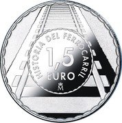 Spain 1 1/2 Euro (Tokaido Shinkansen) HISTORIA DEL FERROCARRIL 1,5 EURO M coin reverse Spain 1 1/2 Euro (Tokaido Shinkansen) HISTORIA DEL FERROCARRIL 1,5 EURO M coin reverse