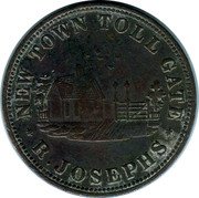 Australia 1/2 Penny (Josephs - New Town Toll Gate) NEW TOWN TOLL GATE R.JOSEPHS coin obverse Australia 1/2 Penny (Josephs - New Town Toll Gate) NEW TOWN TOLL GATE R.JOSEPHS coin obverse