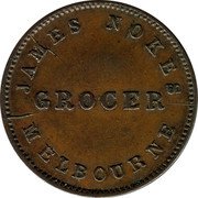 Australia 1/2 Penny (Nokes Seated Britannia) JAMES NOKES GROCER MELBOURNE coin obverse