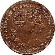 UK 1/2 Penny Louis XVI & M. Antoinette ND (1795)  LOUIS XVI ET M ANTOINETTE.ROI ET REINE DE FRANCE coin obverse UK 1/2 Penny Louis XVI & M. Antoinette ND (1795)  LOUIS XVI ET M ANTOINETTE.ROI ET REINE DE FRANCE coin obverse